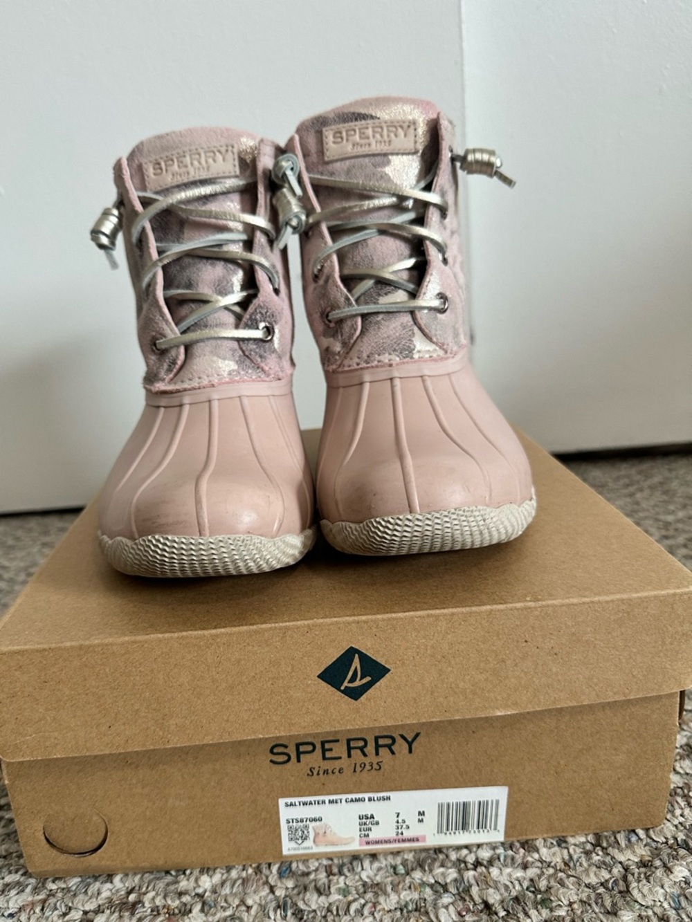 Sperry Women Blush Pink Waterproof Duck Boots